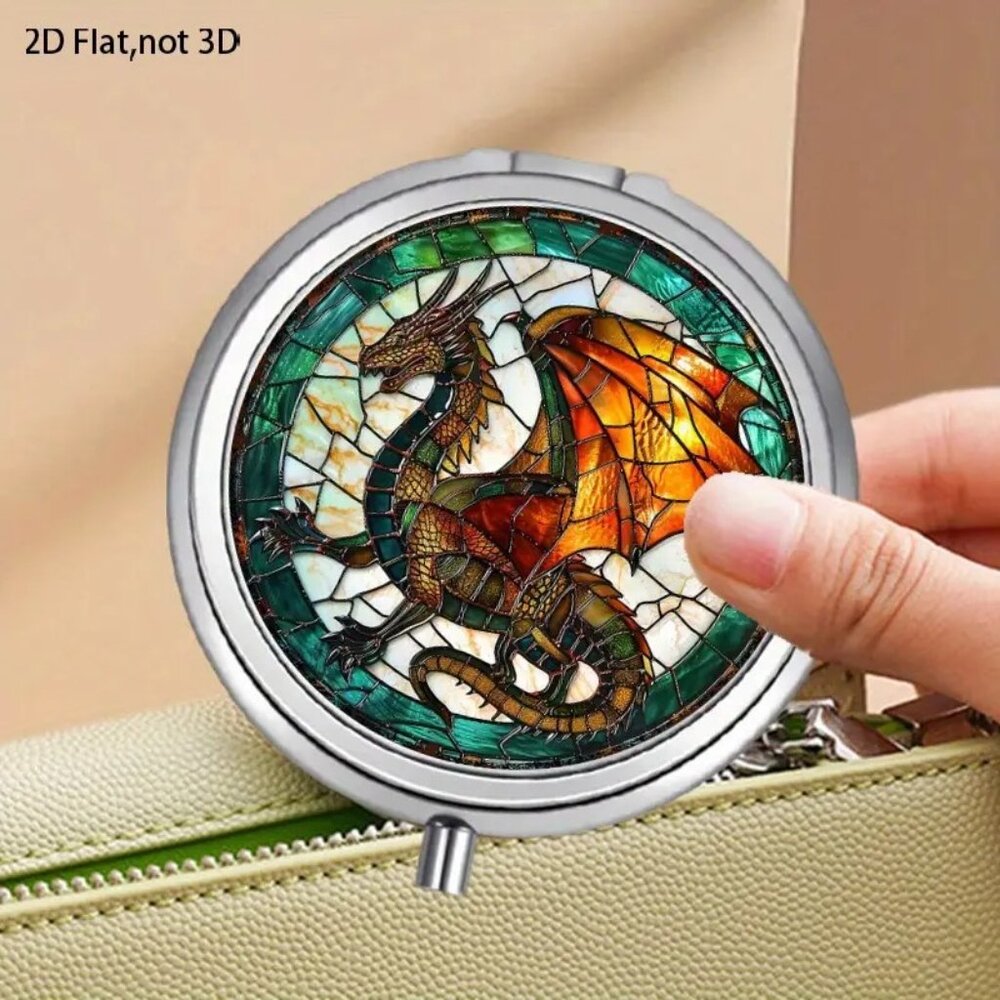 SALE -  1pc.  Colorful  Dragon, Stained Glass Pill Box